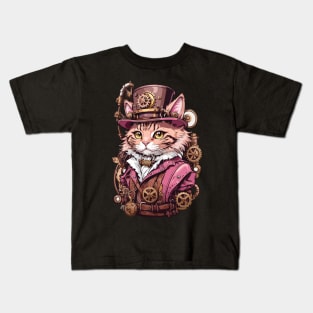 Steampunk, Cat venturer, Victorian Cat Kids T-Shirt